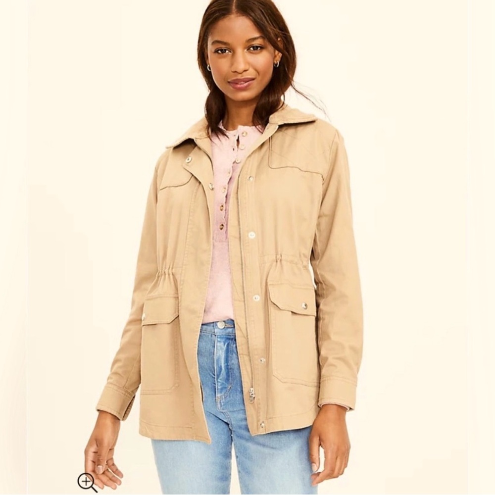 LOFT Cinched Field Jacket in Stone Khaki